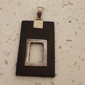 Silver and Wood Necklace Charm